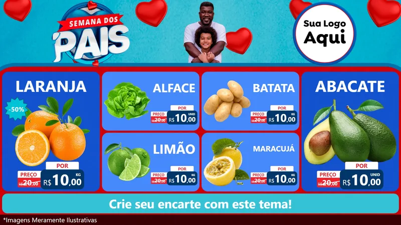 Modelo de TV para TV Horizontal com o tema Semana Dos Pais para Hortifrúti