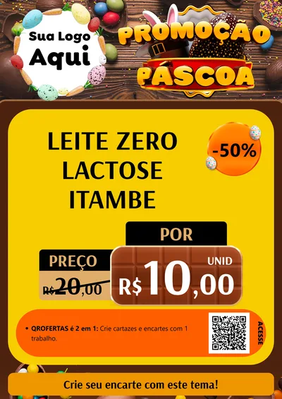 Modelo de Cartaz para Cartaz A4 Vertical com o tema Promoção Páscoa para Frios e Laticínios