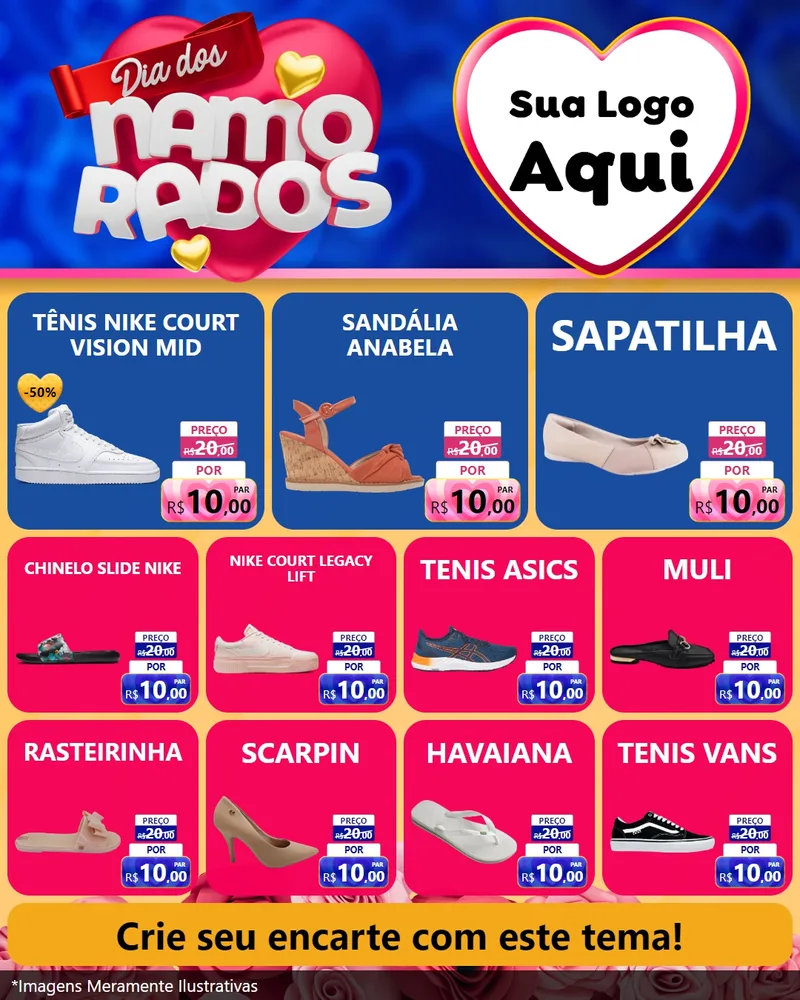 Modelo de Rede Social para Feed Instagram com o tema Dia dos namorados para Calçados