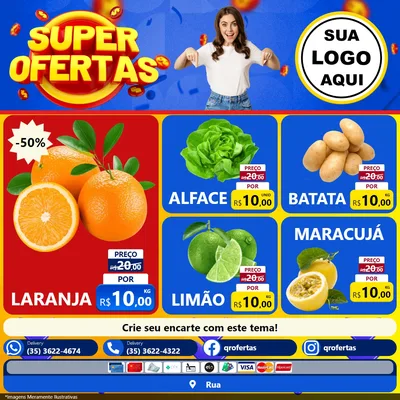 Modelo de Rede Social para Feed Facebook com o tema Super Ofertas para Hortifrúti