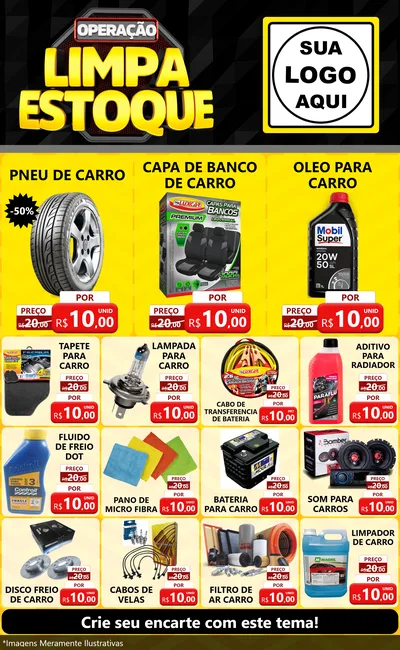 Modelo de Encarte para Encarte Grande com o tema Operação Limpa Estoque para Auto peças
