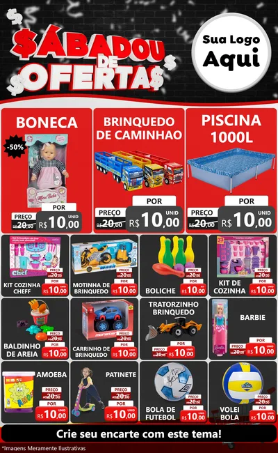 Modelo de Encarte para Encarte Grande com o tema Sabadou de Ofertas para Brinquedos