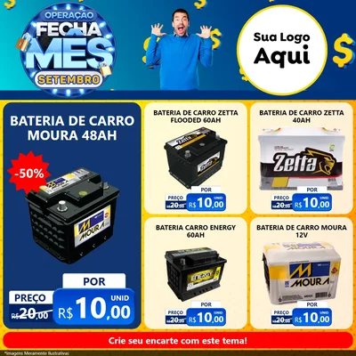 Modelo de Rede Social para Feed Facebook com o tema Operação Fecha Mês Setembro para Baterias Elétricas