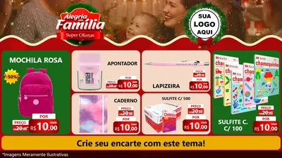 Modelo de TV para TV Horizontal com o tema Alegria Em Família - Super Ofertas para Papelaria