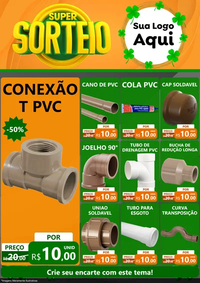 Modelo de Encarte para Encarte A4 Vertical com o tema Super Sorteio para Tubos e conexões