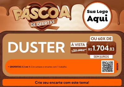 Modelo de Cartaz para Cartaz A4 Horizontal com o tema Páscoa de Ofertas para Concessionaria de Carros