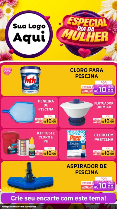 Modelo de TV para TV Vertical com o tema Especial Dia da Mulher para Produtos para Piscina