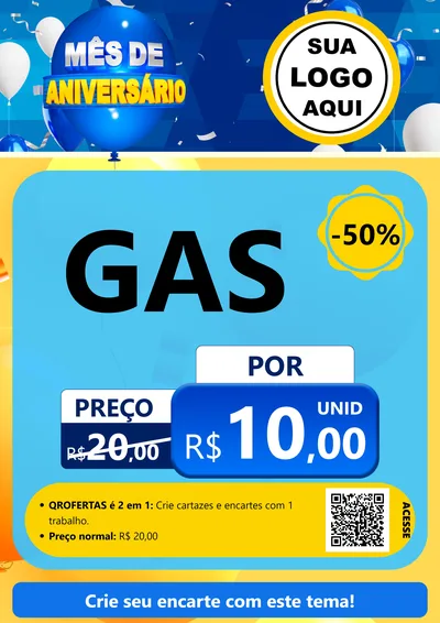 Modelo de Cartaz para Cartaz A4 Vertical com o tema Mês de Aniversário para Água e gás