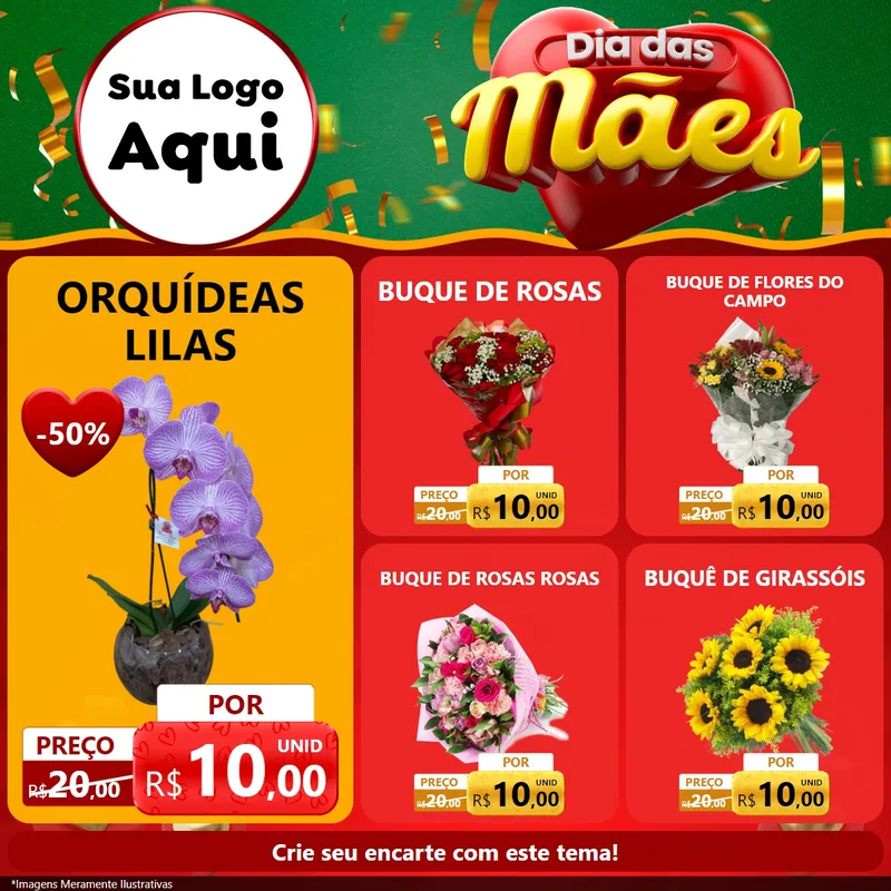 Modelo de Rede Social para Feed Facebook com o tema Dia das Mães para Floricultura e jardim
