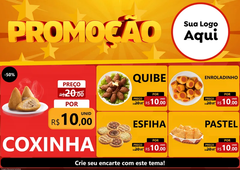 Modelo de Encarte para Encarte A4 Horizontal com o tema Promoção para Salgadaria