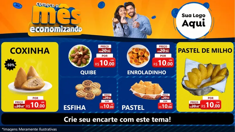 Modelo de TV para TV Horizontal com o tema Comece O Mês Economizando para Salgadaria