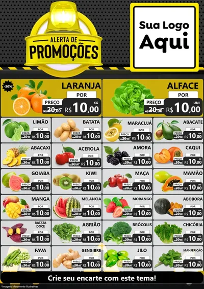 Modelo de Encarte para Encarte A4 Vertical com o tema Alerta de Promoções para Hortifrúti