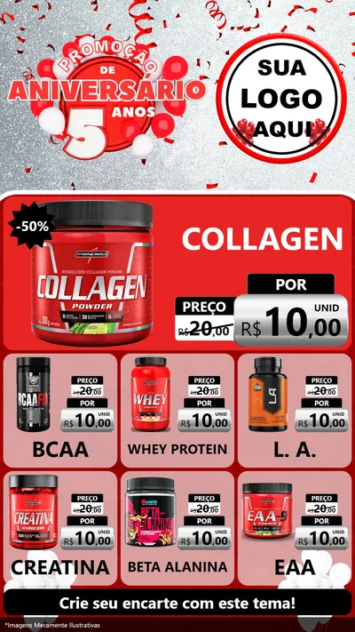 Modelo de Rede Social para Stories com o tema Promoção de Aniversário - 5 Anos para Suplementos alimentares