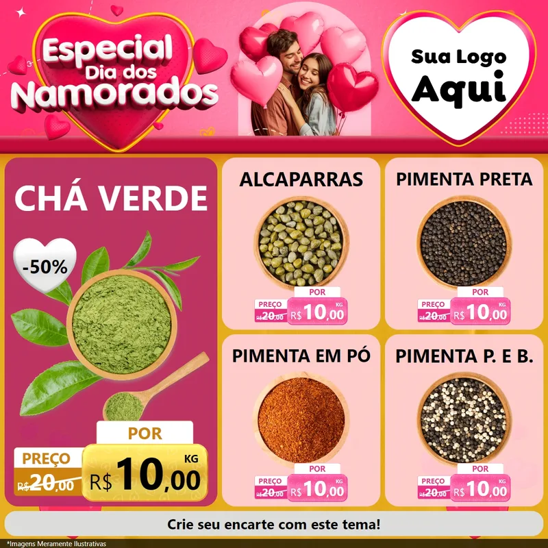 Modelo de Rede Social para Feed Facebook com o tema Especial Dia dos Namorados para Produtos Naturais