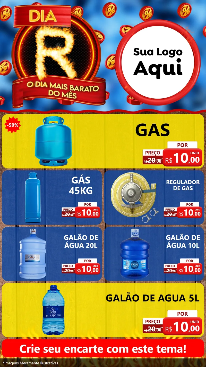 Modelo de TV para TV Vertical com o tema Dia R - O Dia Mais Barato Do Mês para Água e gás