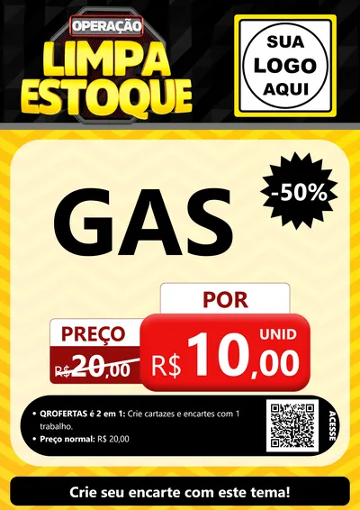Modelo de Cartaz para Cartaz A4 Vertical com o tema Operação Limpa Estoque para Água e gás