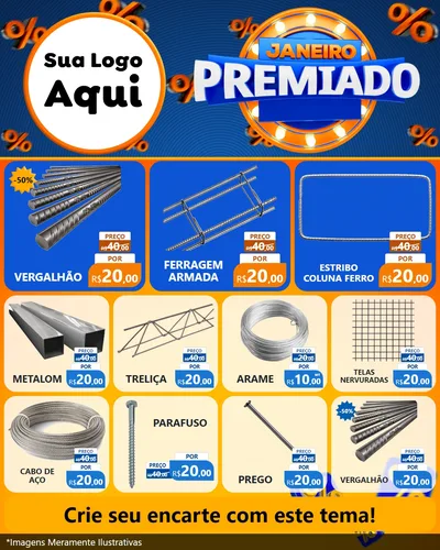 Modelo de Rede Social para Feed Instagram com o tema Janeiro Premiado para Ferragens