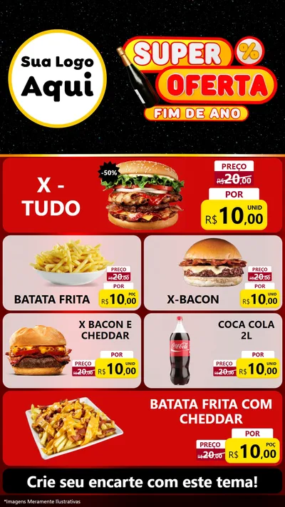 Modelo de TV para TV Vertical com o tema Super Oferta Fim de Ano para Hamburgueria