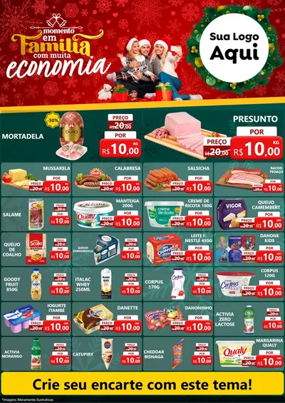 Modelo de Encarte para Encarte A4 Vertical com o tema Momento em Família (Natal) para Frios e Laticínios