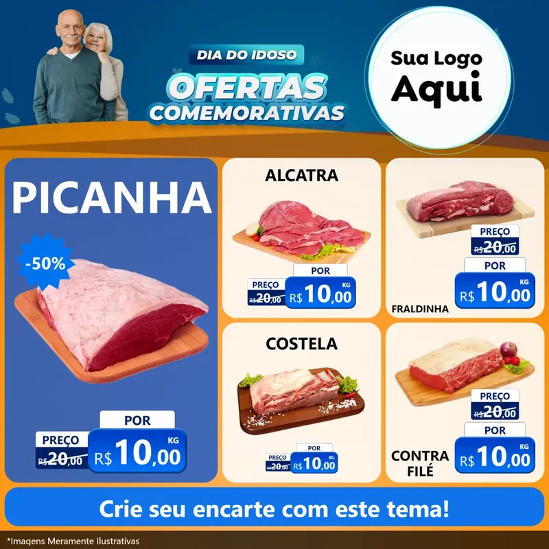 Modelo de Rede Social para Feed Facebook com o tema Dia do Idoso para Açougue