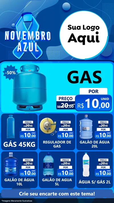Modelo de Rede Social para Stories com o tema Novembro Azul para Água e gás