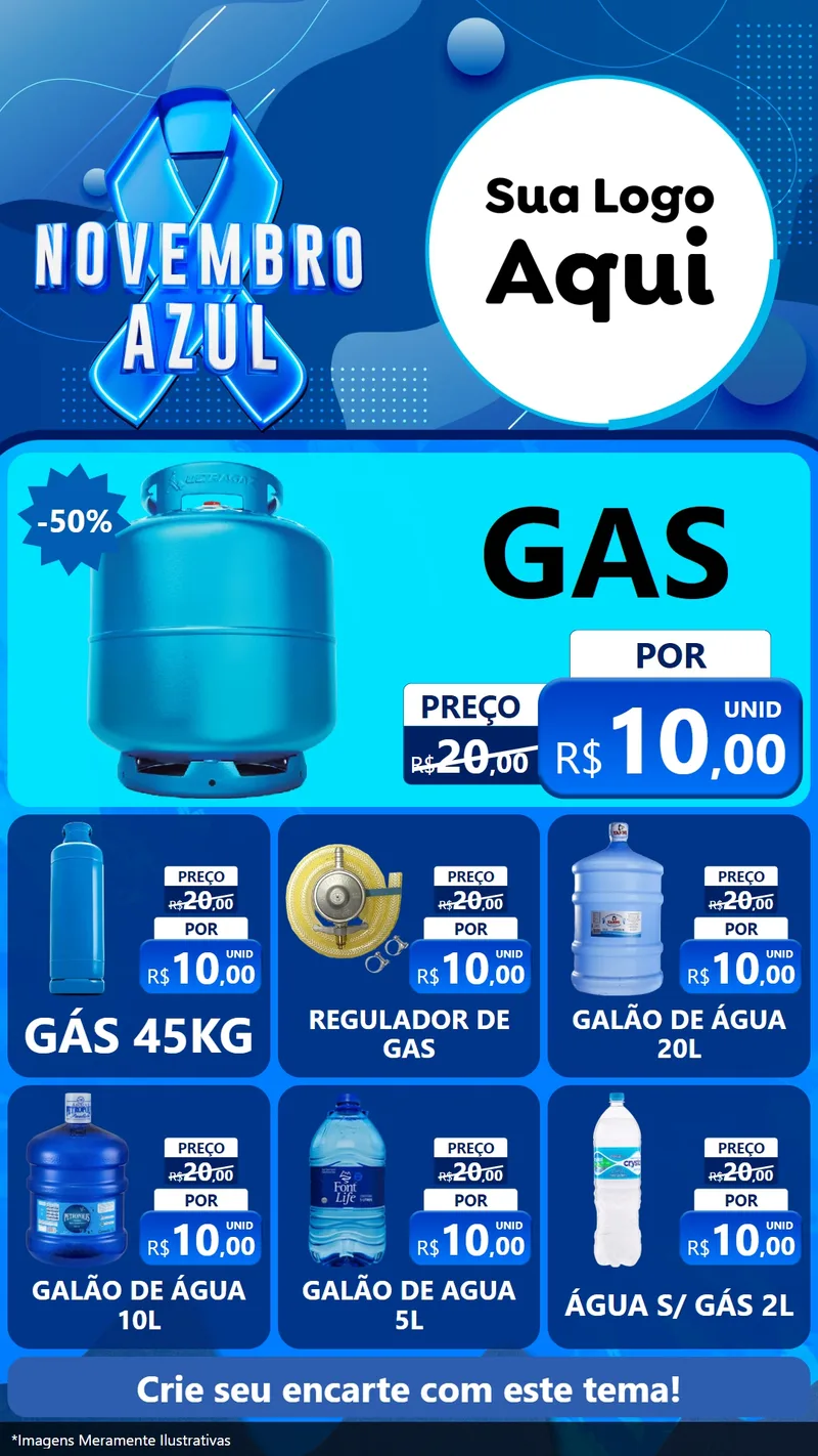 Modelo de Rede Social para Stories com o tema Novembro Azul para Água e gás