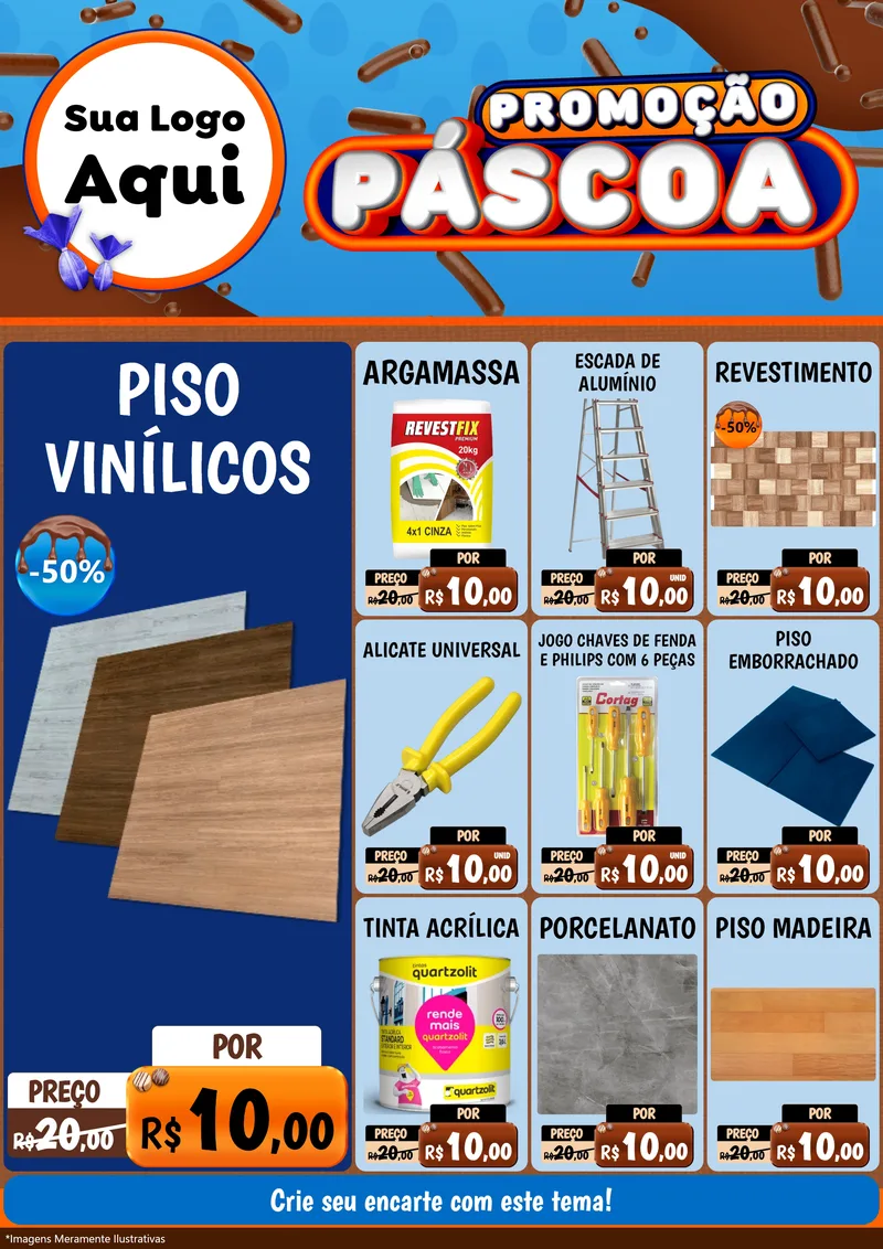 Modelo de Encarte para Encarte A4 Vertical com o tema Promoção Páscoa para Material para Construção