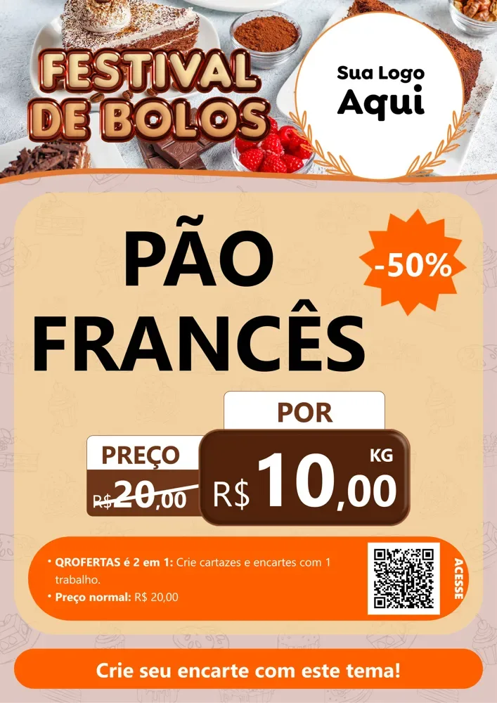 Modelo de Cartaz para Cartaz A4 Vertical com o tema Festival de Bolos para Padaria