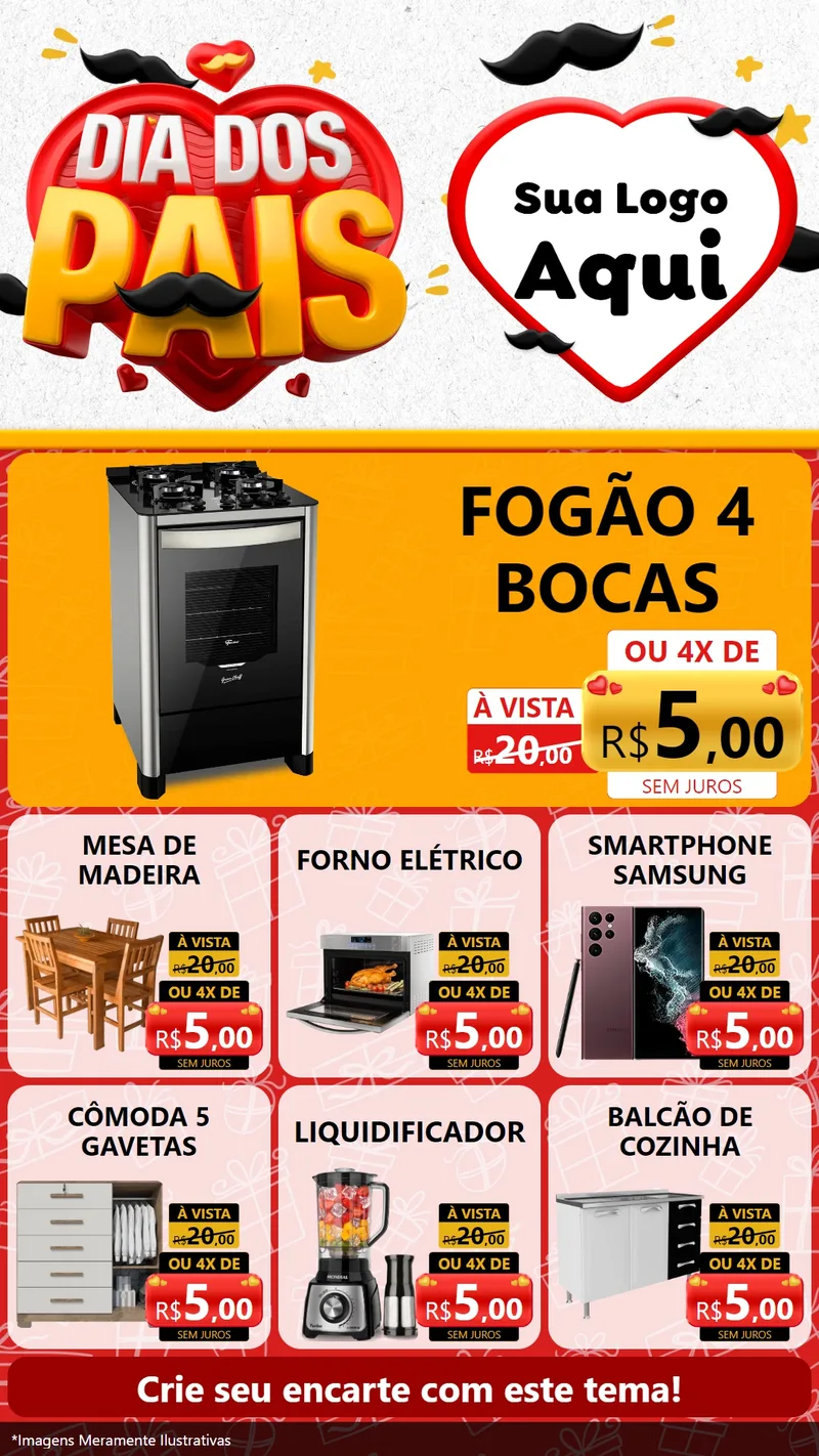 Modelo de Rede Social para Stories com o tema Dia dos Pais para Móveis e Eletro