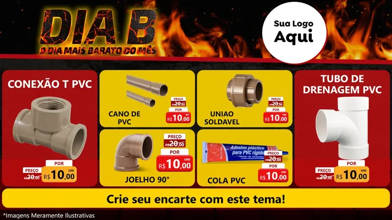 Modelo de TV para TV Horizontal com o tema Dia B para Tubos e conexões