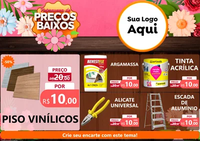 Modelo de Encarte para Encarte A4 Horizontal com o tema Primavera de Preços Baixos para Material para Construção