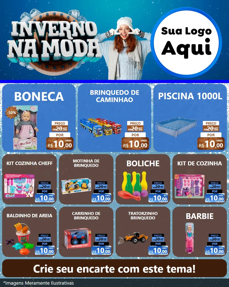 Modelo de Rede Social para Feed Instagram com o tema Inverno na Moda para Brinquedos