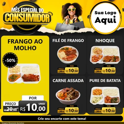 Modelo de Rede Social para Feed Facebook com o tema Mês Especial do Consumidor para Restaurante