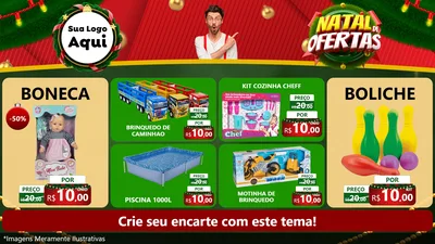 Modelo de TV para TV Horizontal com o tema Natal de Ofertas para Brinquedos
