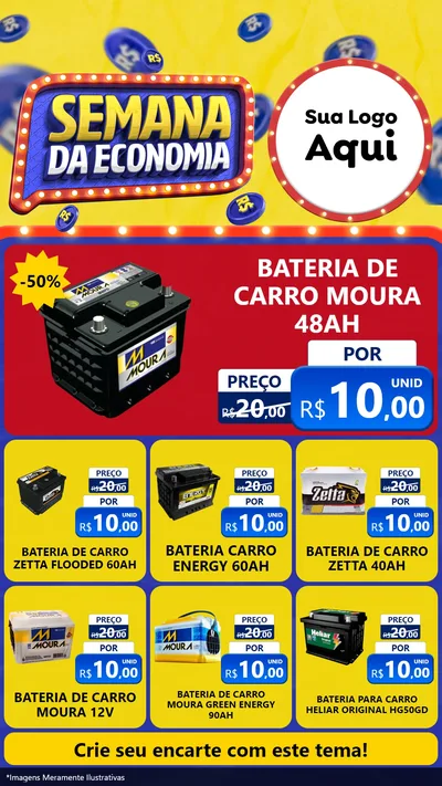 Modelo de Rede Social para Stories com o tema Semana da Economia para Baterias Elétricas