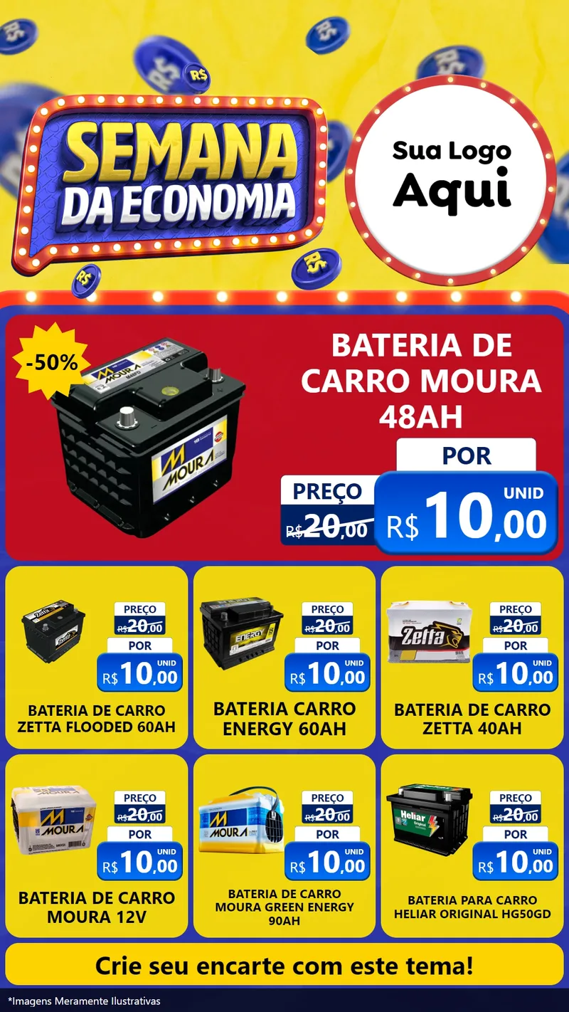 Modelo de Rede Social para Stories com o tema Semana da Economia para Baterias Elétricas