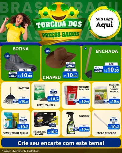 Modelo de Rede Social para Feed Instagram com o tema Torcida dos Preços Baixos - Copa para Agropecuária