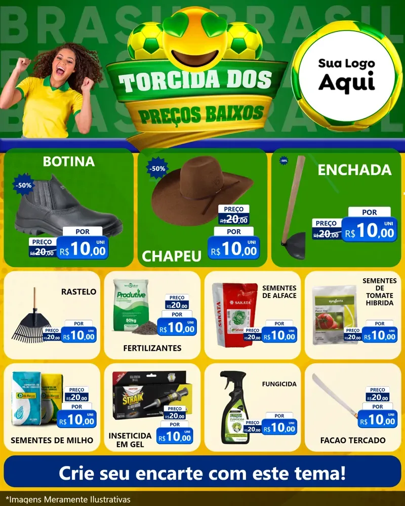 Modelo de Rede Social para Feed Instagram com o tema Torcida dos Preços Baixos - Copa para Agropecuária