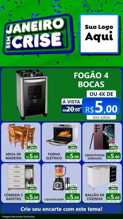 Modelo de Rede Social para Stories com o tema Janeiro Sem Crise para Móveis e Eletro