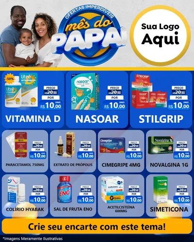 Modelo de Rede Social para Feed Instagram com o tema Ofertas Imperdíveis Mês Do Papai para Farmácia