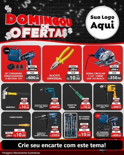 Modelo de Rede Social para Feed Instagram com o tema Domingou de Ofertas para Maquinas e Ferramentas