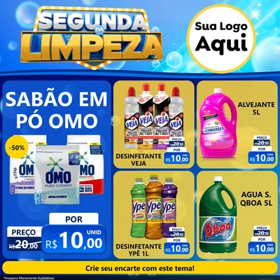 Modelo de Rede Social para Feed Facebook com o tema Segunda da Limpeza para Produtos de Limpeza
