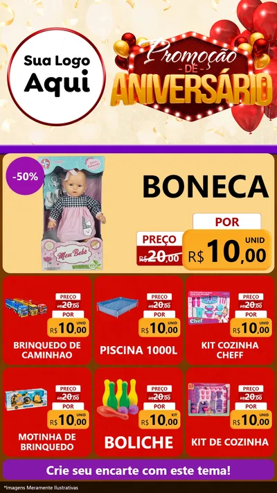 Modelo de Rede Social para Stories com o tema Promoção de Aniversário para Brinquedos
