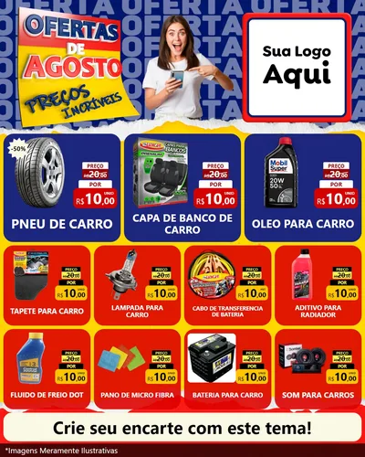 Modelo de Rede Social para Feed Instagram com o tema Ofertas de Agosto - Preços Incríveis para Auto peças