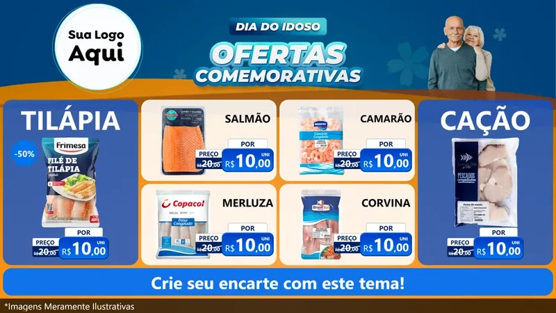 Modelo de TV para TV Horizontal com o tema Dia do Idoso para Peixaria