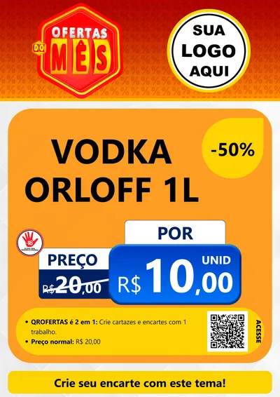 Modelo de Cartaz para Cartaz A4 Vertical com o tema Ofertas do Mês para Distribuidora de bebidas