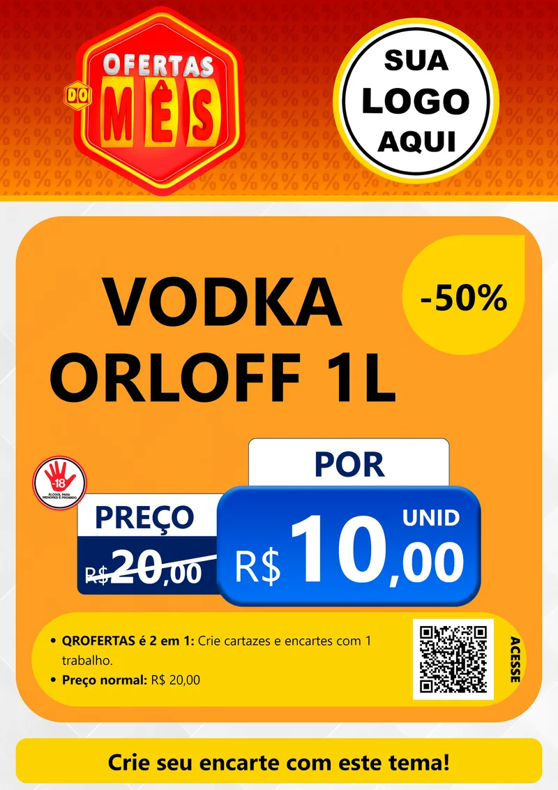 Modelo de Cartaz para Cartaz A4 Vertical com o tema Ofertas do Mês para Distribuidora de bebidas