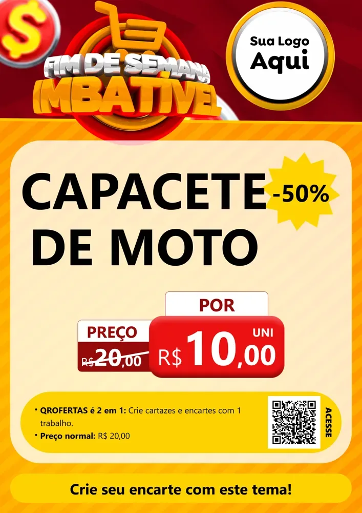 Modelo de Cartaz para Cartaz A4 Vertical com o tema Fim de Semana Imbatível para Moto peças