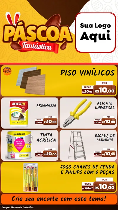 Modelo de TV para TV Vertical com o tema Páscoa Fantástica para Material para Construção