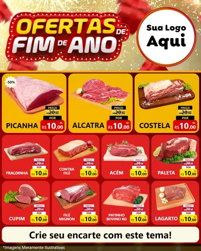 Modelo de Rede Social para Feed Instagram com o tema Ofertas de Fim de Ano para Açougue